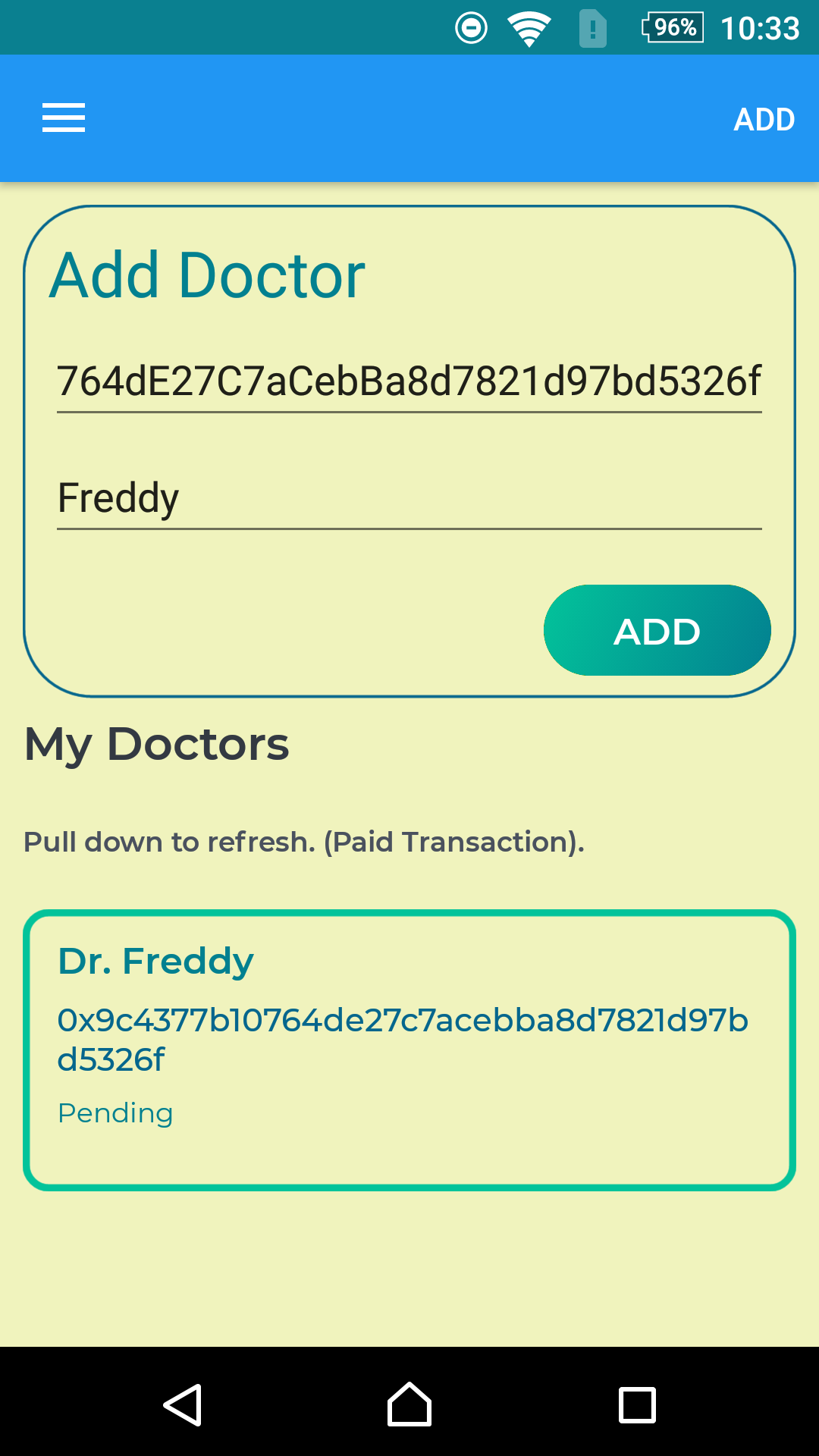 Add Doctor Dialog **ON**